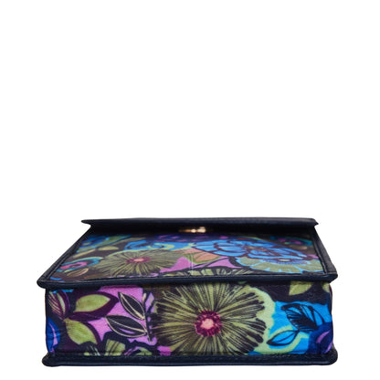Vibrant Floral Crossbody Wallet with Leather Trim for Women’s Travel
