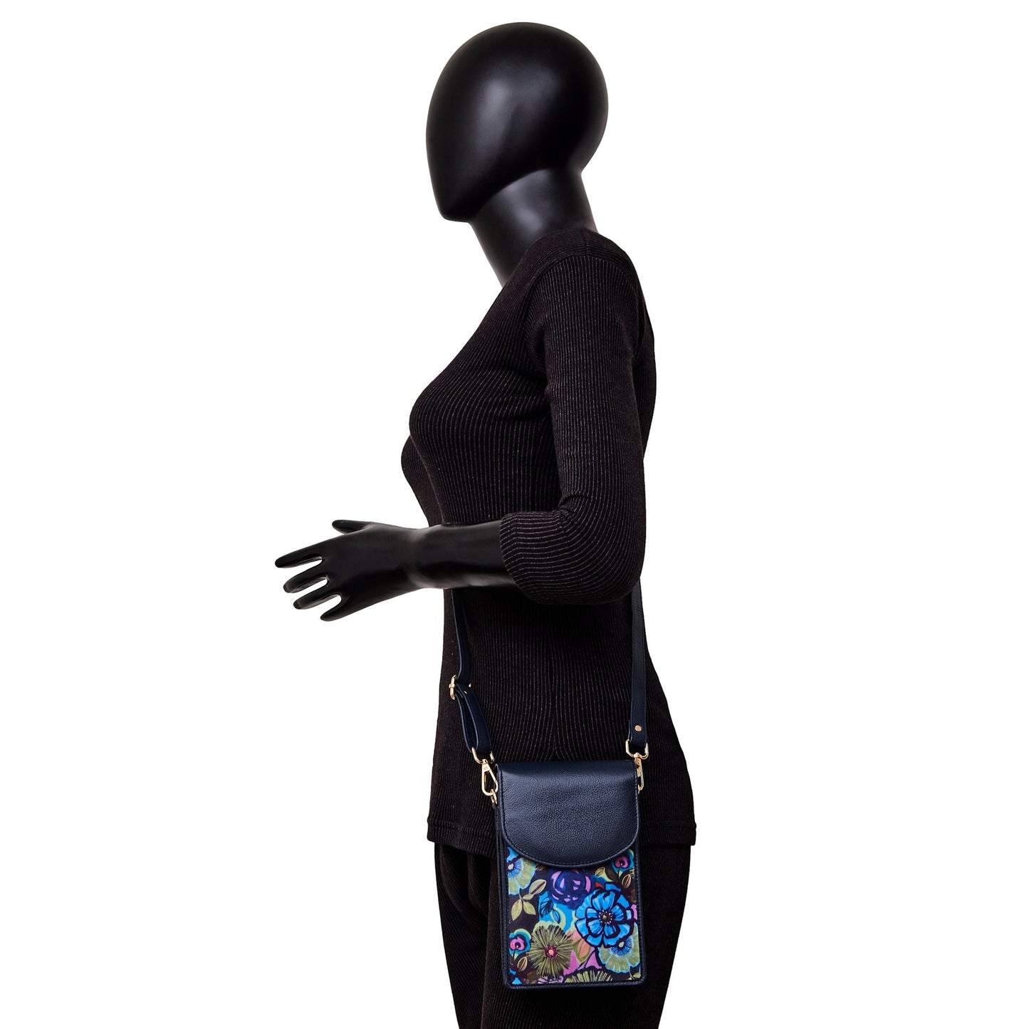 Vibrant Floral Crossbody Wallet with Leather Trim for Women’s Travel