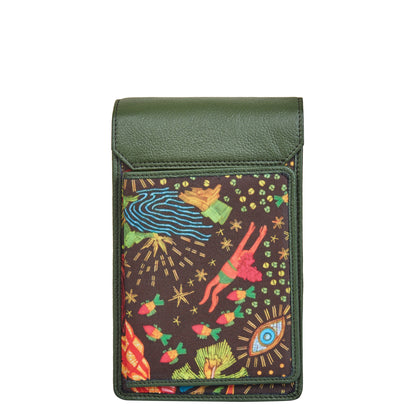 Coastal Calm leather trim Cell Phone Crossbody Wallet for Women