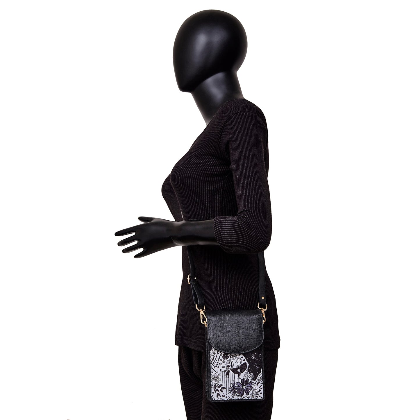 Cell Phone Crossbody Wallet for Women with Leather Details