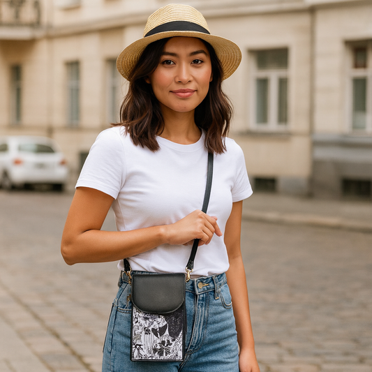 Cell Phone Crossbody Wallet for Women with Leather Details