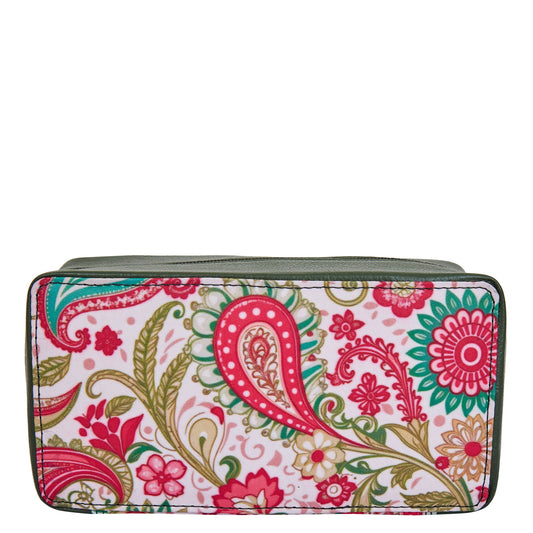Paisley Travel Jewelry Organizer for Women with Stylish Leather Details
