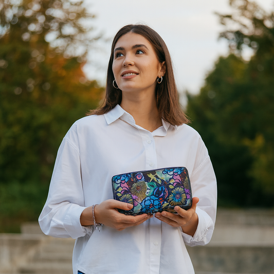 Floral jewellery Travel Case with Graceful Leather Touch for Women