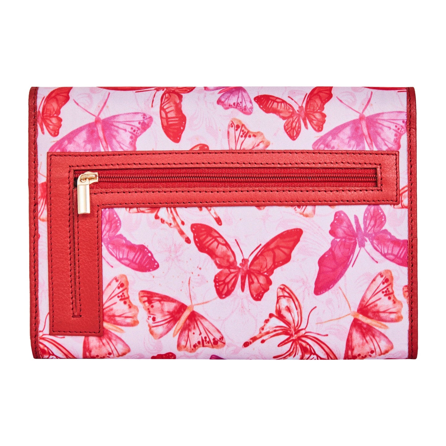 Women’s Travel Organizer – Vibrant Butterfly Print and Leather Trim