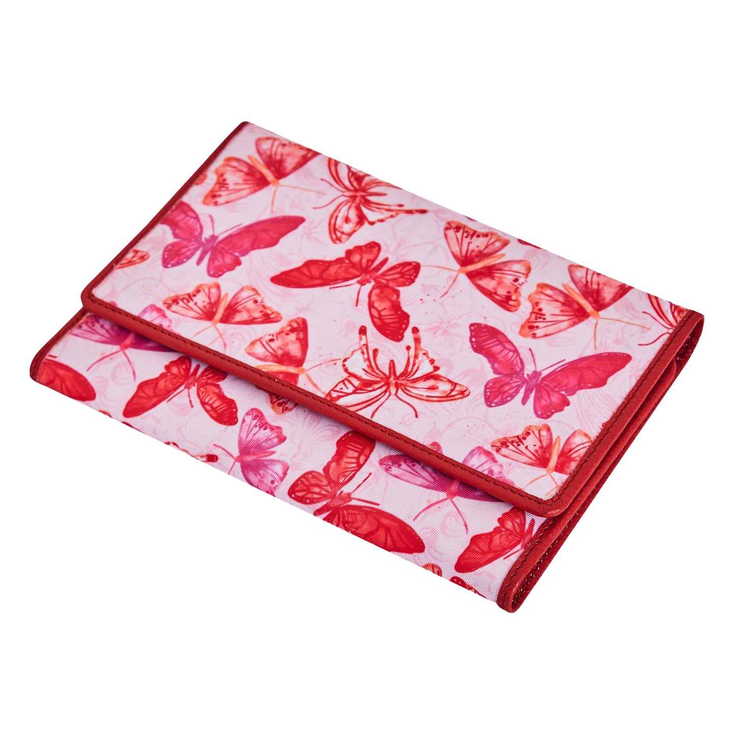 Women’s Travel Organizer – Vibrant Butterfly Print and Leather Trim