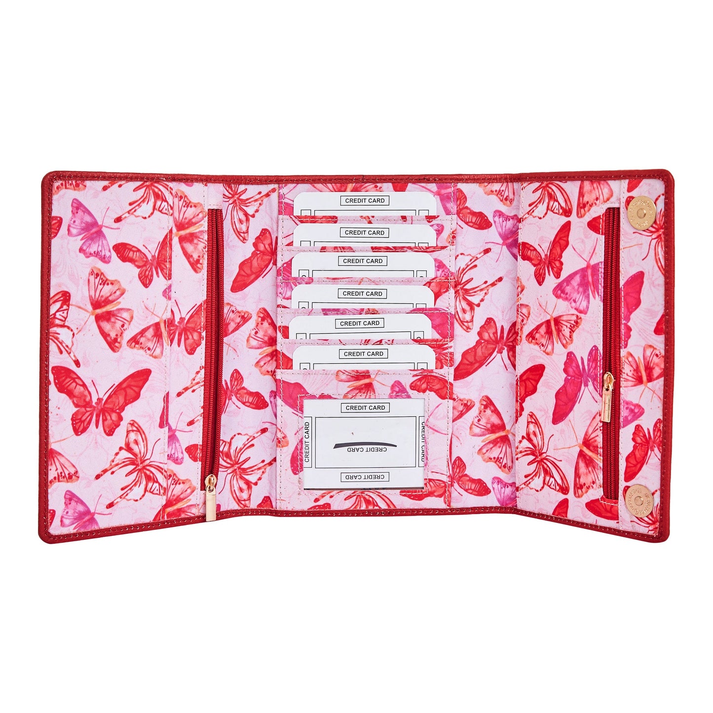 Women’s Travel Organizer – Vibrant Butterfly Print and Leather Trim