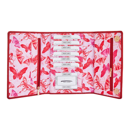 Women’s Travel Organizer – Vibrant Butterfly Print and Leather Trim