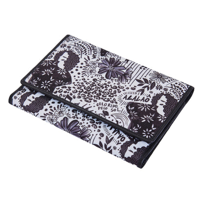 Trifold Wallet –  Monochrome Print with Leather Detailing for women