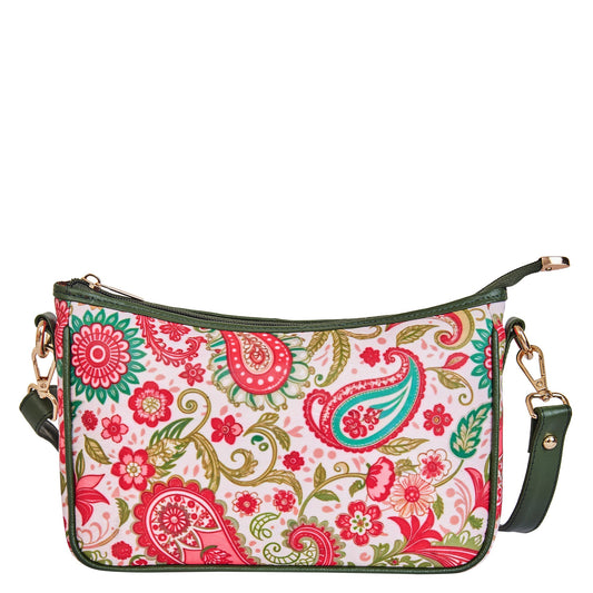 Women's East/West Paisley Print Hobo with Strap and Leather Details