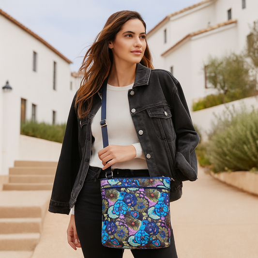 Elegant Women's Crossbody Bag with Botanical Print