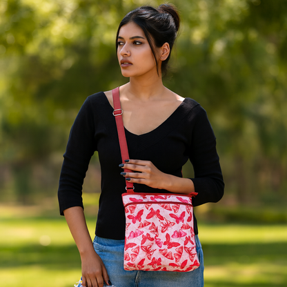Women Butterfly Crossbody Bag - Fabric with Leather Trim For Wholesale