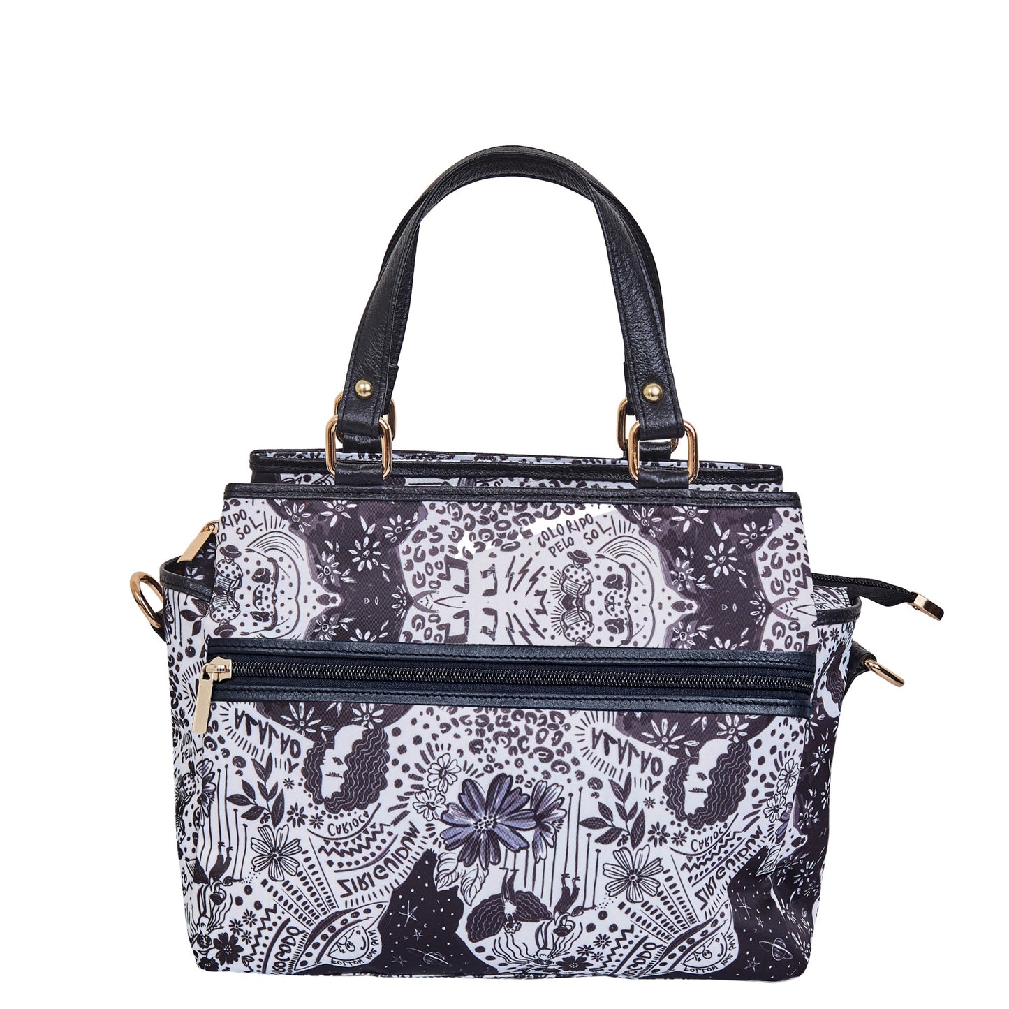 Monochrome Leather  Multi-Compartment Satchel with for Women