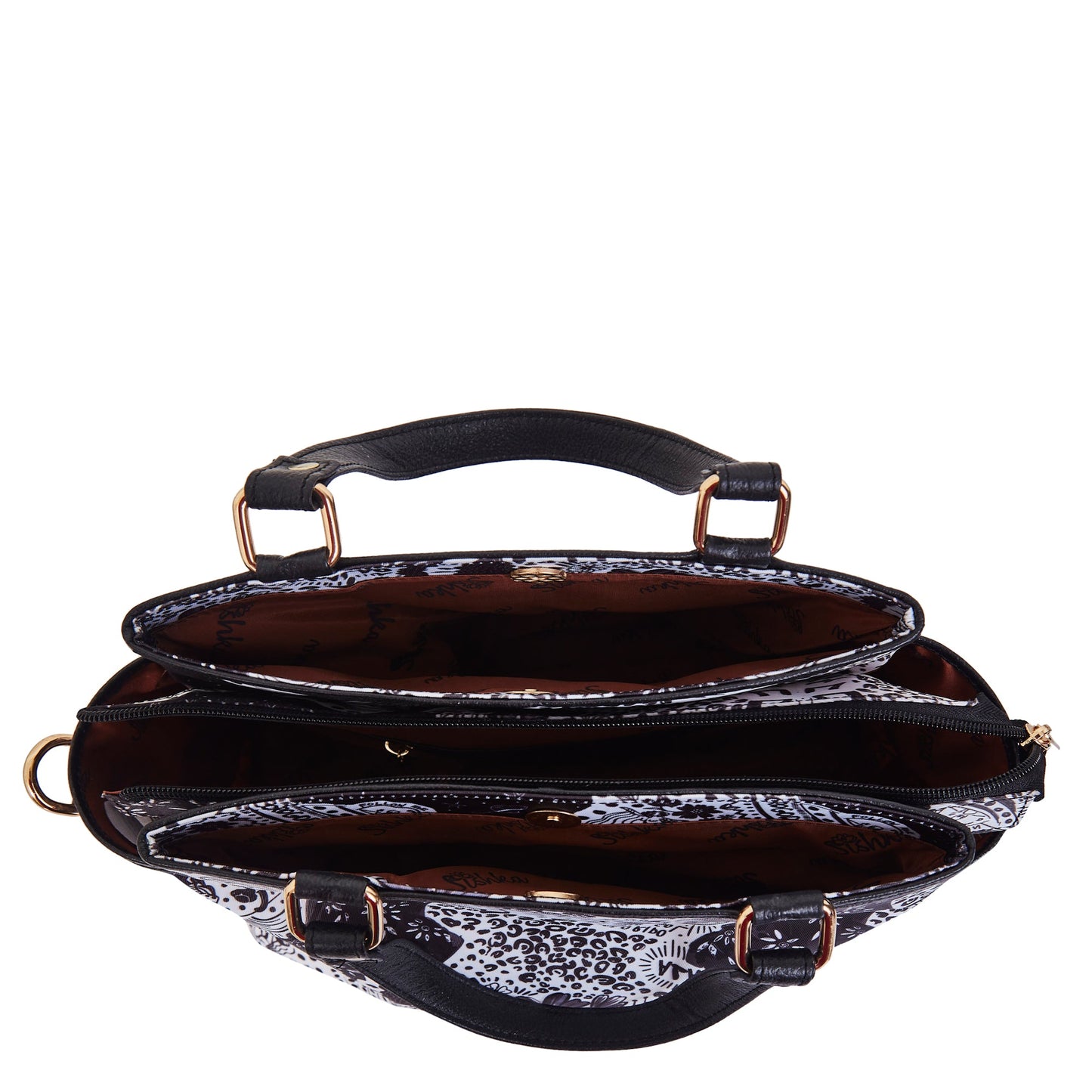 Monochrome Leather  Multi-Compartment Satchel with for Women