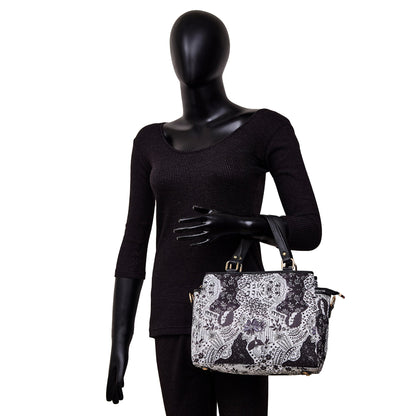 Monochrome Leather  Multi-Compartment Satchel with for Women