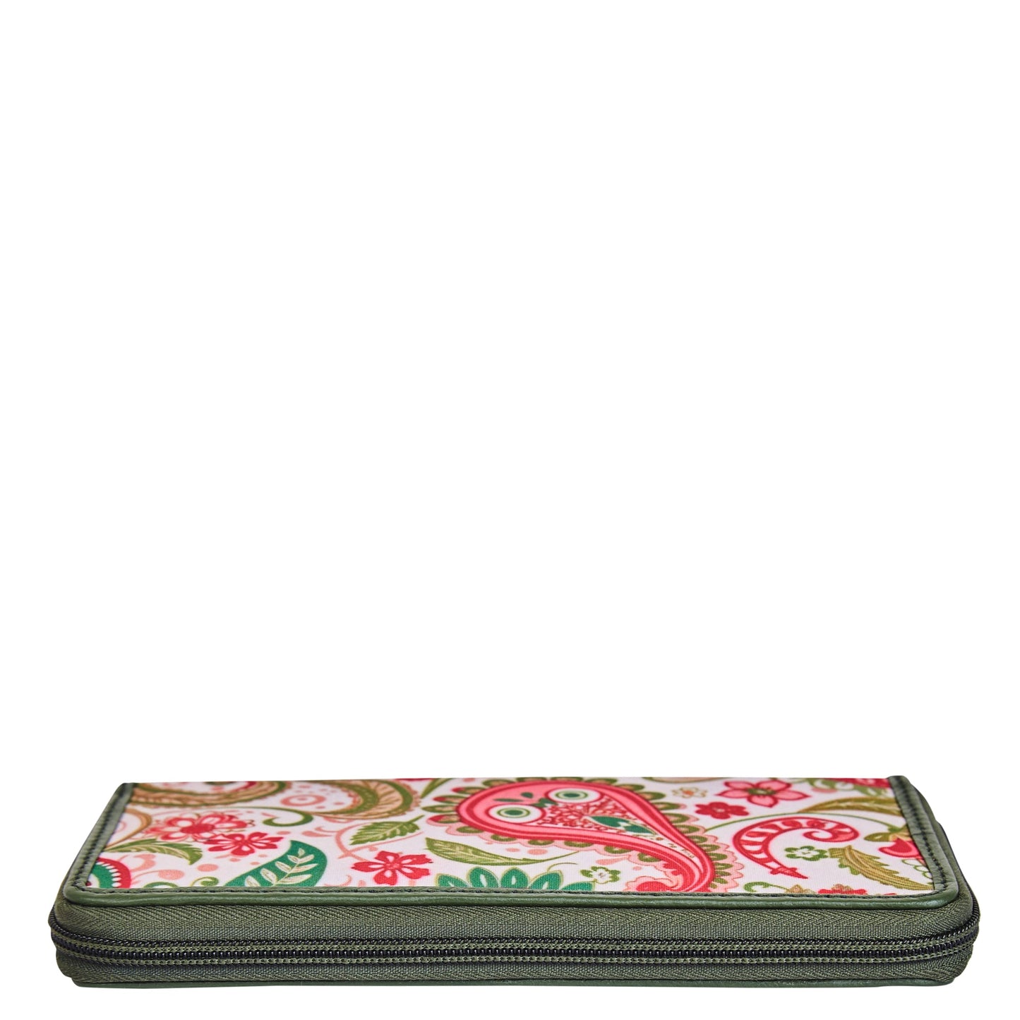 Refined Paisley Print Wristlet Wallet for Women – Leather-Trimmed and Luxurious