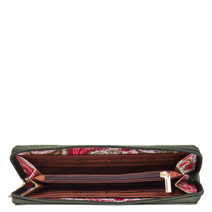 Refined Paisley Print Wristlet Wallet for Women – Leather-Trimmed and Luxurious