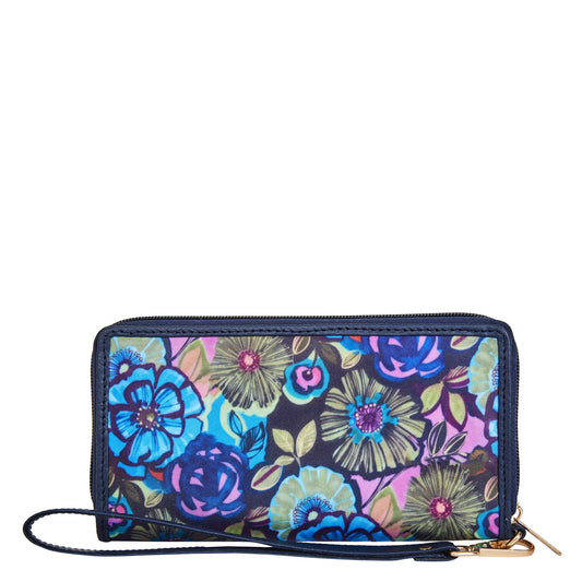 Floral Print Leather-Accented Wristlet Travel Wallet – Vibrant and Stylish for Women