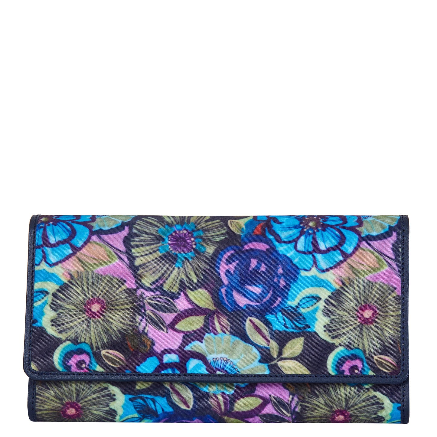 Women's Floral Tri-Fold Wallet with Leather Detailing for a Fresh and Stylish Look