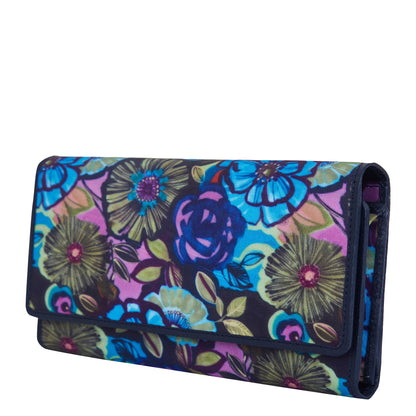 Women's Floral Tri-Fold Wallet with Leather Detailing for a Fresh and Stylish Look