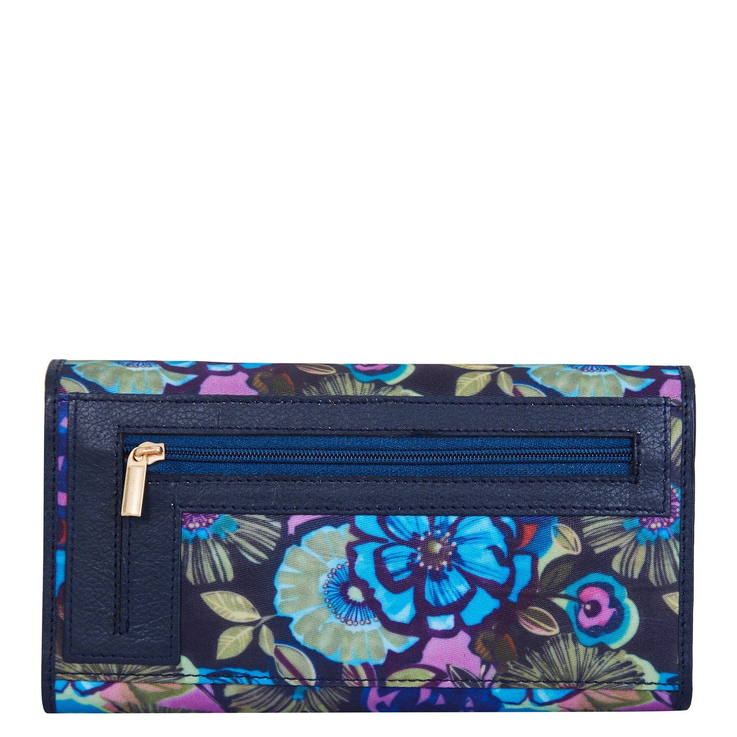 Women's Floral Tri-Fold Wallet with Leather Detailing for a Fresh and Stylish Look