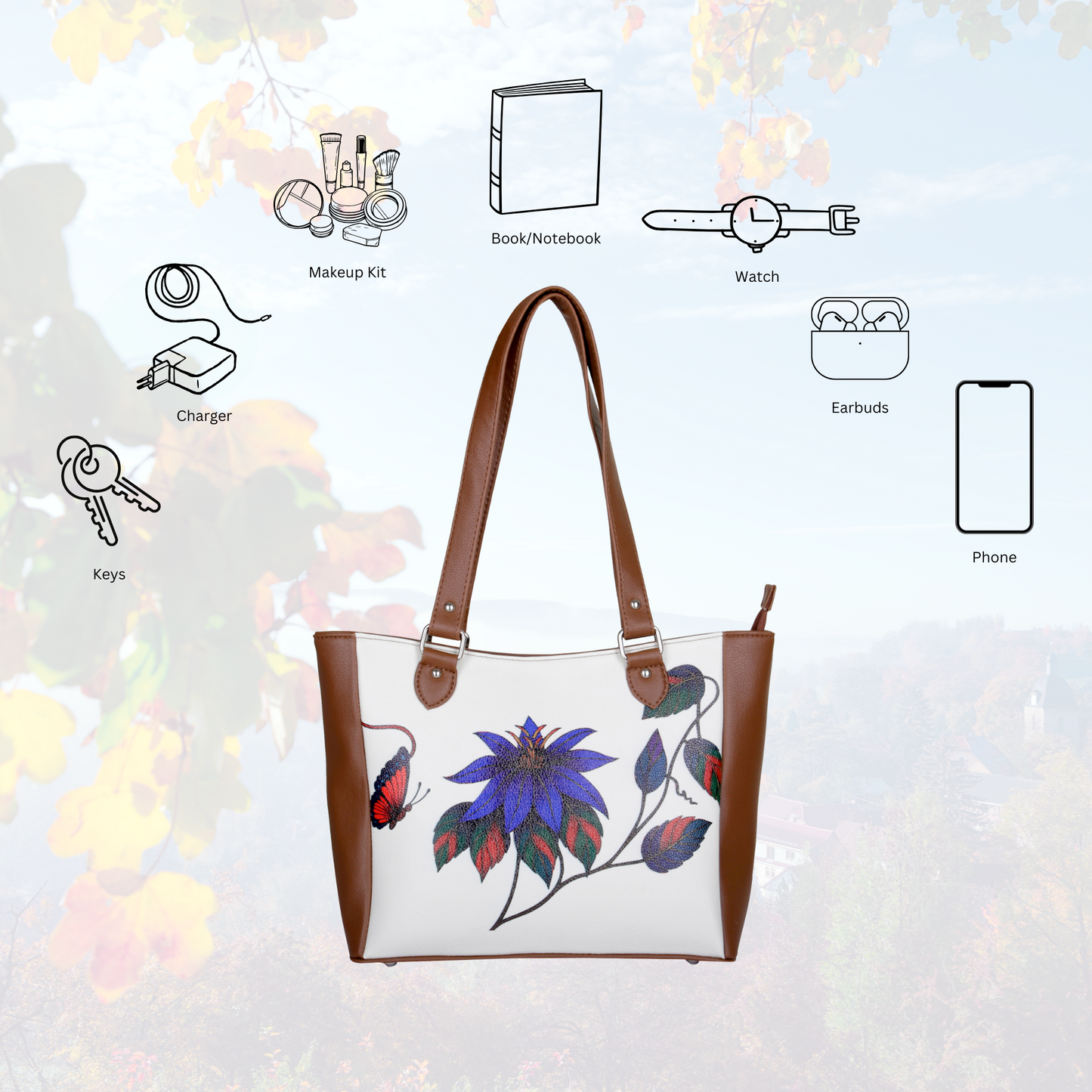 Ladies’ Printed Leather Shoulder Tote Bag– Handbag, Sling & Top Handle Purse – Ideal for Office, Travel & Everyday Use