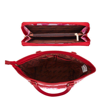 Ladies Tote Bags and Wristlet Combo Set Butterfly Wing Design with Leather Details