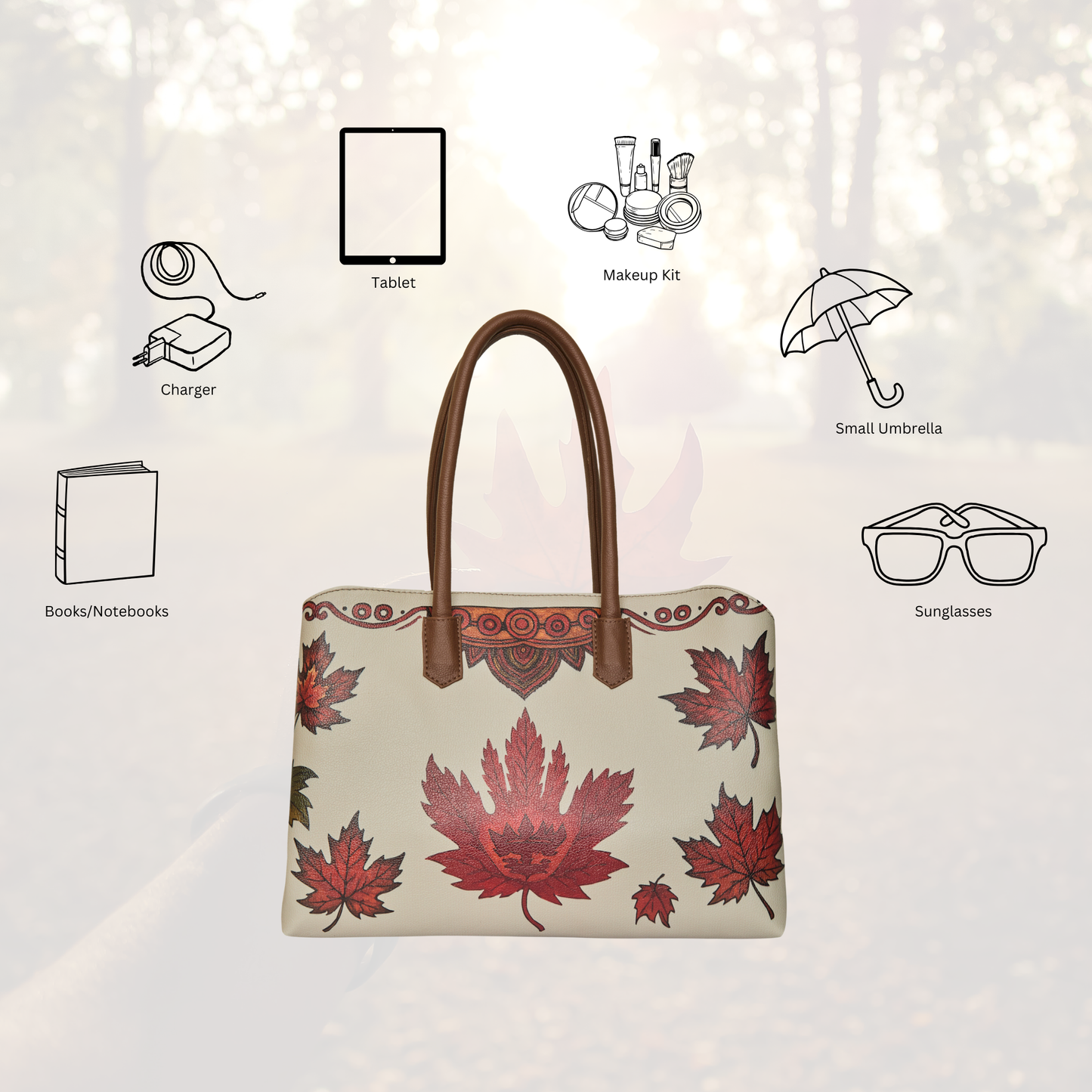 Genuine Leather Printed Carryall Tote for Women – Stylish Shoulder, Top Handle & Handbag for Ladies – Office, Work, Travel & Daily Use