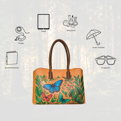 Genuine Leather Printed Carryall Tote for Women – Stylish Shoulder, Top Handle & Handbag for Ladies – Office, Work, Travel & Daily Use