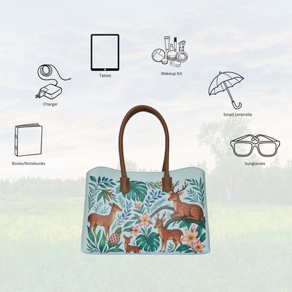 Genuine Leather Printed Carryall Tote for Women – Stylish Shoulder, Top Handle & Handbag for Ladies – Office, Work, Travel & Daily Use
