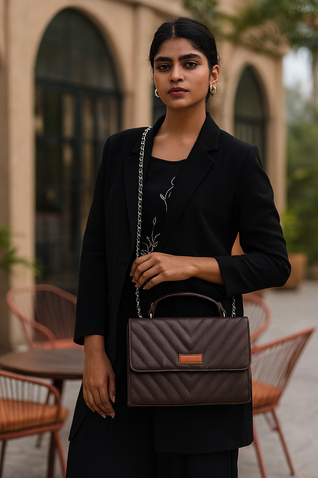 Brown Quilted Wholesale Shoulder Sling Bag – Elegant Women’s Handbag with Chain Strap
