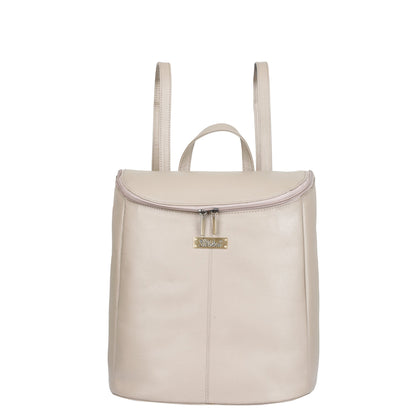 Leather Taupe/Off White Backpack Purse for Women - Daypack For Travel, Daily Use and Work
