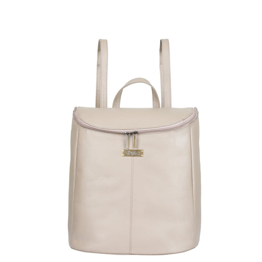 Leather Taupe/Off White Backpack Purse for Women - Daypack For Travel, Daily Use and Work