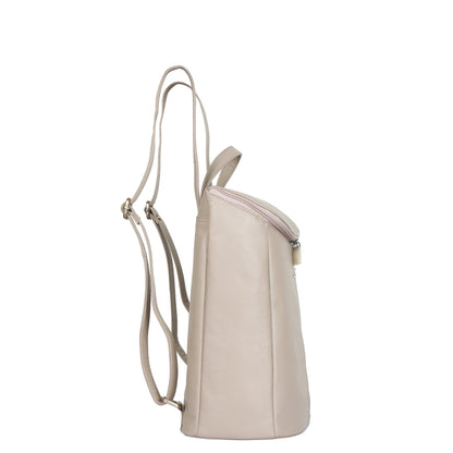 Leather Taupe/Off White Backpack Purse for Women - Daypack For Travel, Daily Use and Work