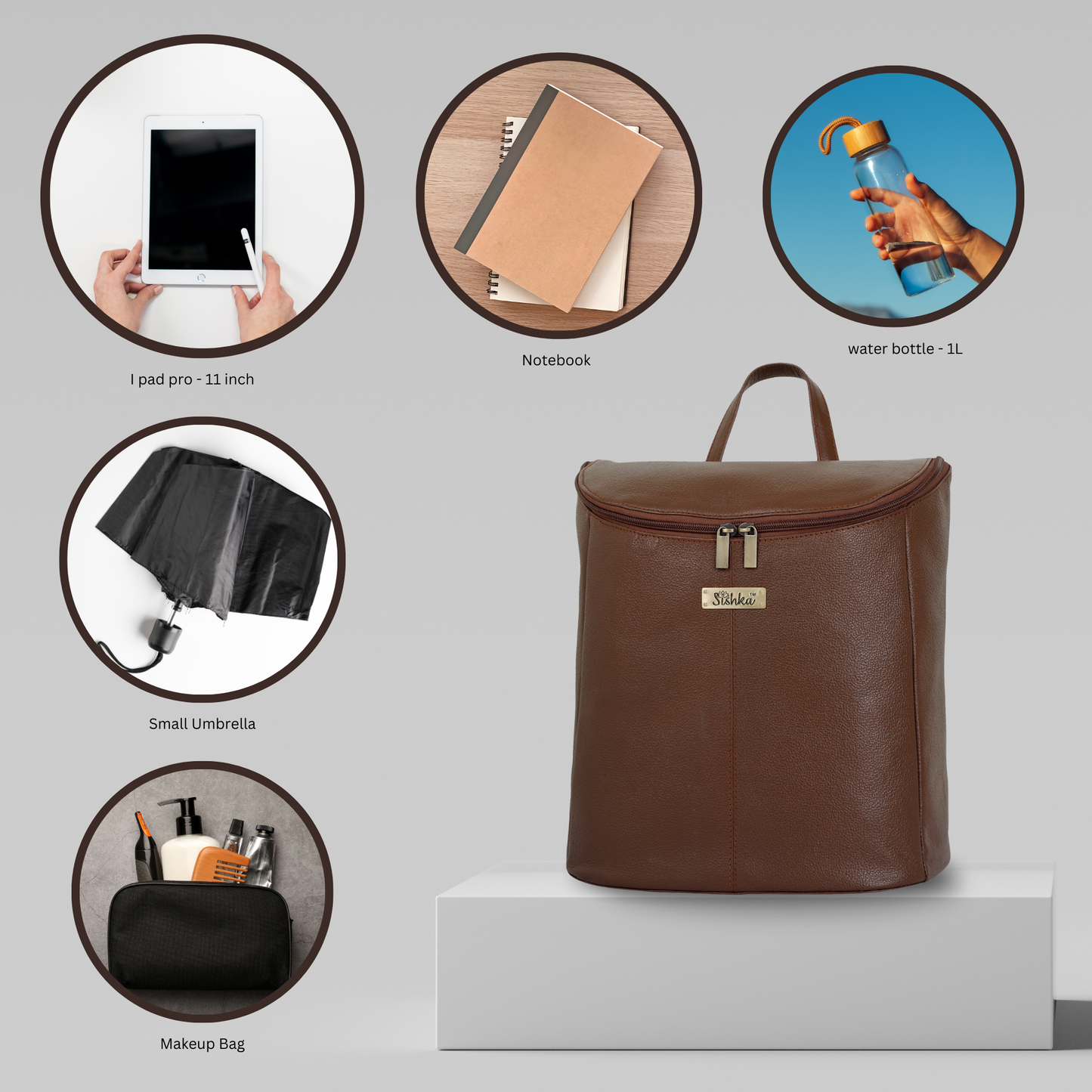 Genuine Leather Brown Backpack Purse for Women – Designer Shoulder Bag