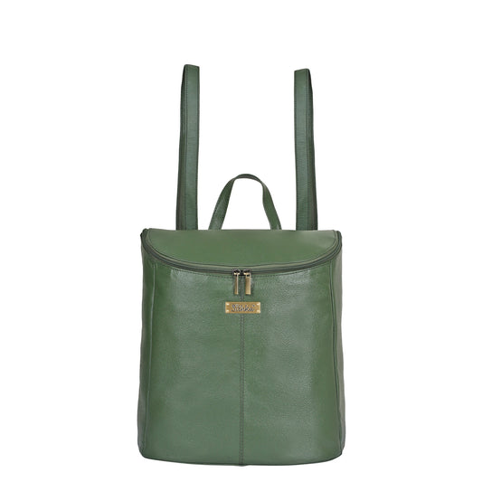 Sishka | Olive Leather Backpack for Women – Easy Open Zipper, Genuine Leather, Spacious Compartment, Trendy Travel Backpack Purse for Ladies, Teen Girls – Stylish Shoulder Daypack for Work, College, Travel