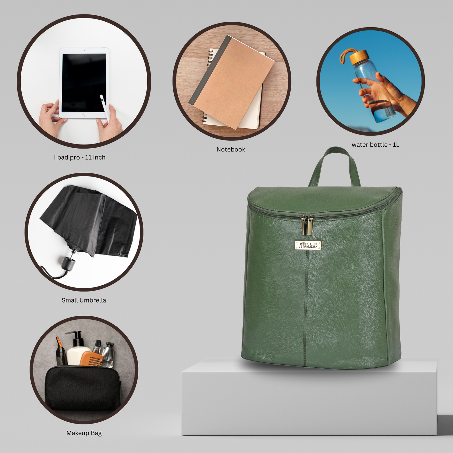 Wholesale Women's Olive Genuine Leather Backpack Purse | Shoulder Daypack for Work