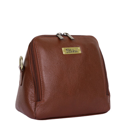 Brown Genuine Leather Crossbody Sling Bag for Women