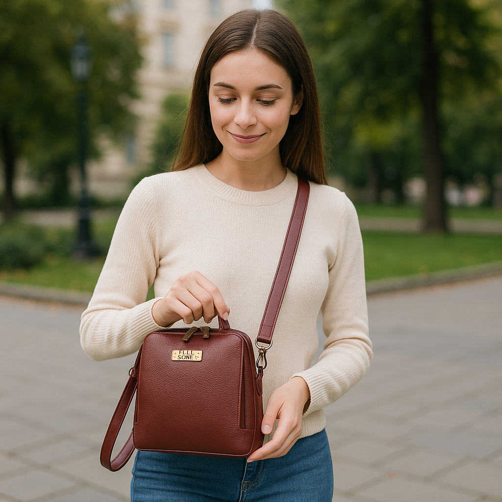 Wholesale Women's Cherry Red Genuine Leather Crossbody Bag | Travel, Shopping & Daily Use.
