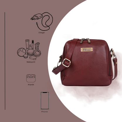 Wholesale Women's Cherry Red Genuine Leather Crossbody Bag | Travel, Shopping & Daily Use.