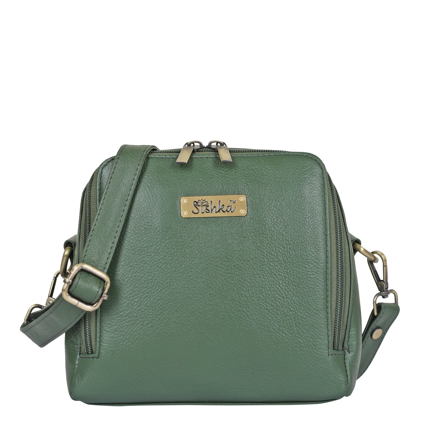 Women Olive Genuine Leather Crossbody Handbag – Premium Shoulder Bag