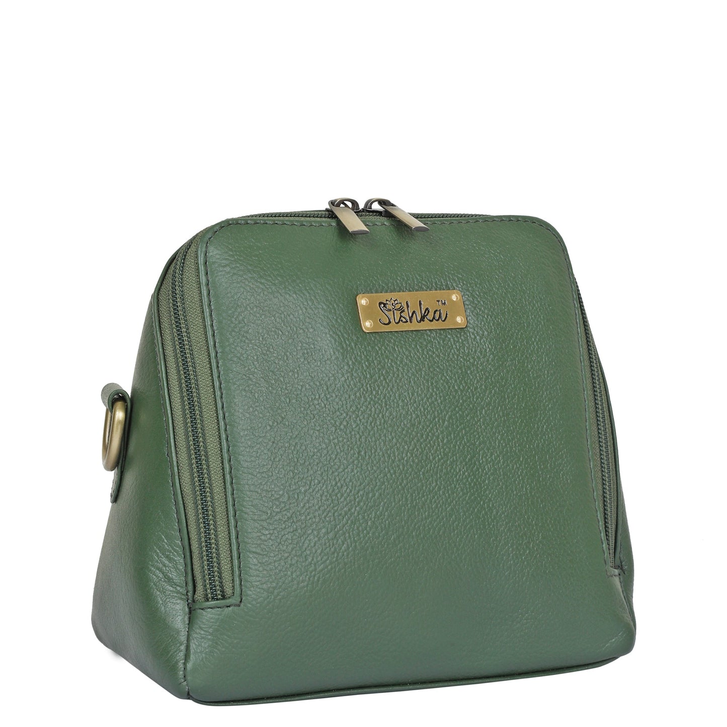 Women Olive Genuine Leather Crossbody Handbag – Premium Shoulder Bag