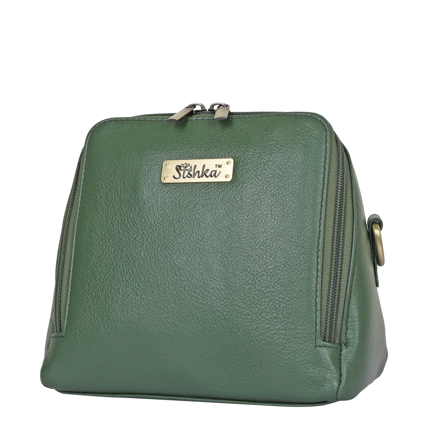 Women Olive Genuine Leather Crossbody Handbag – Premium Shoulder Bag