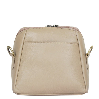 Taupe Genuine Leather Crossbody Sling Bag for Women