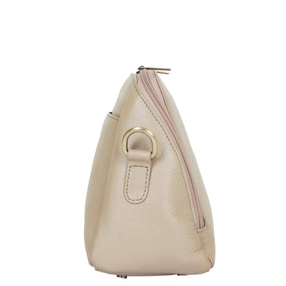 Taupe Genuine Leather Crossbody Sling Bag for Women