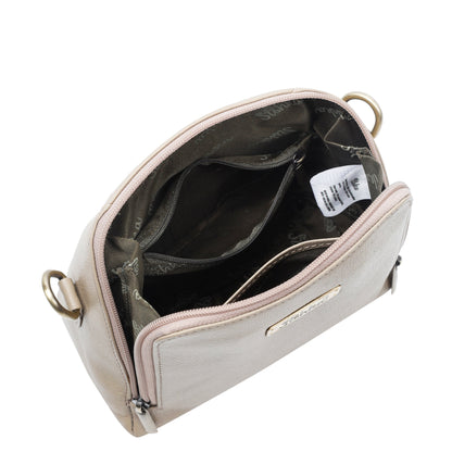 Taupe Genuine Leather Crossbody Sling Bag for Women