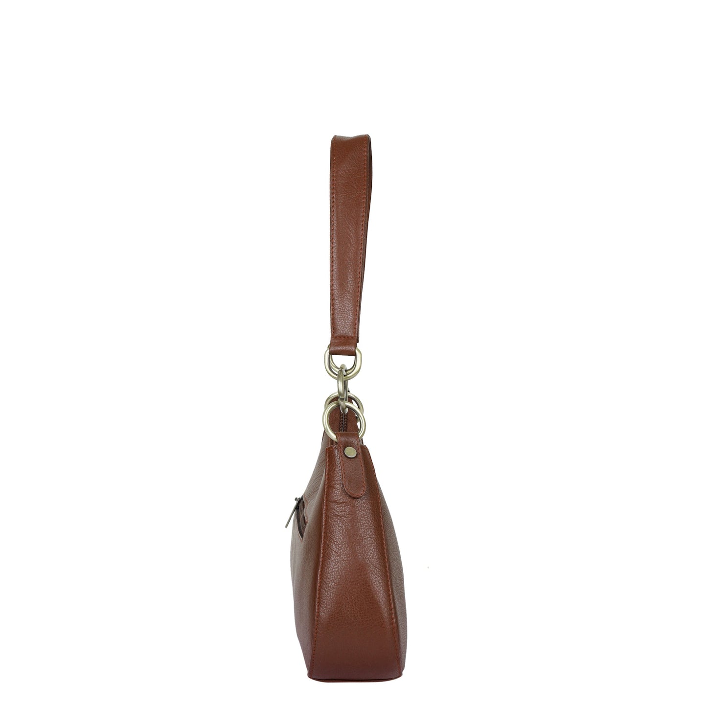 Brown Genuine Leather Half-Moon Shoulder Bag – Women’s Tote Purse