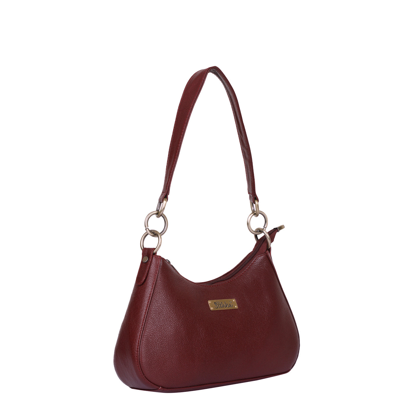 Cherry Red Genuine Leather Half-Moon Shoulder Bag – Women’s Tote Purse