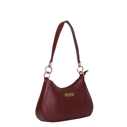 Cherry Red Genuine Leather Half-Moon Shoulder Bag – Women’s Tote Purse