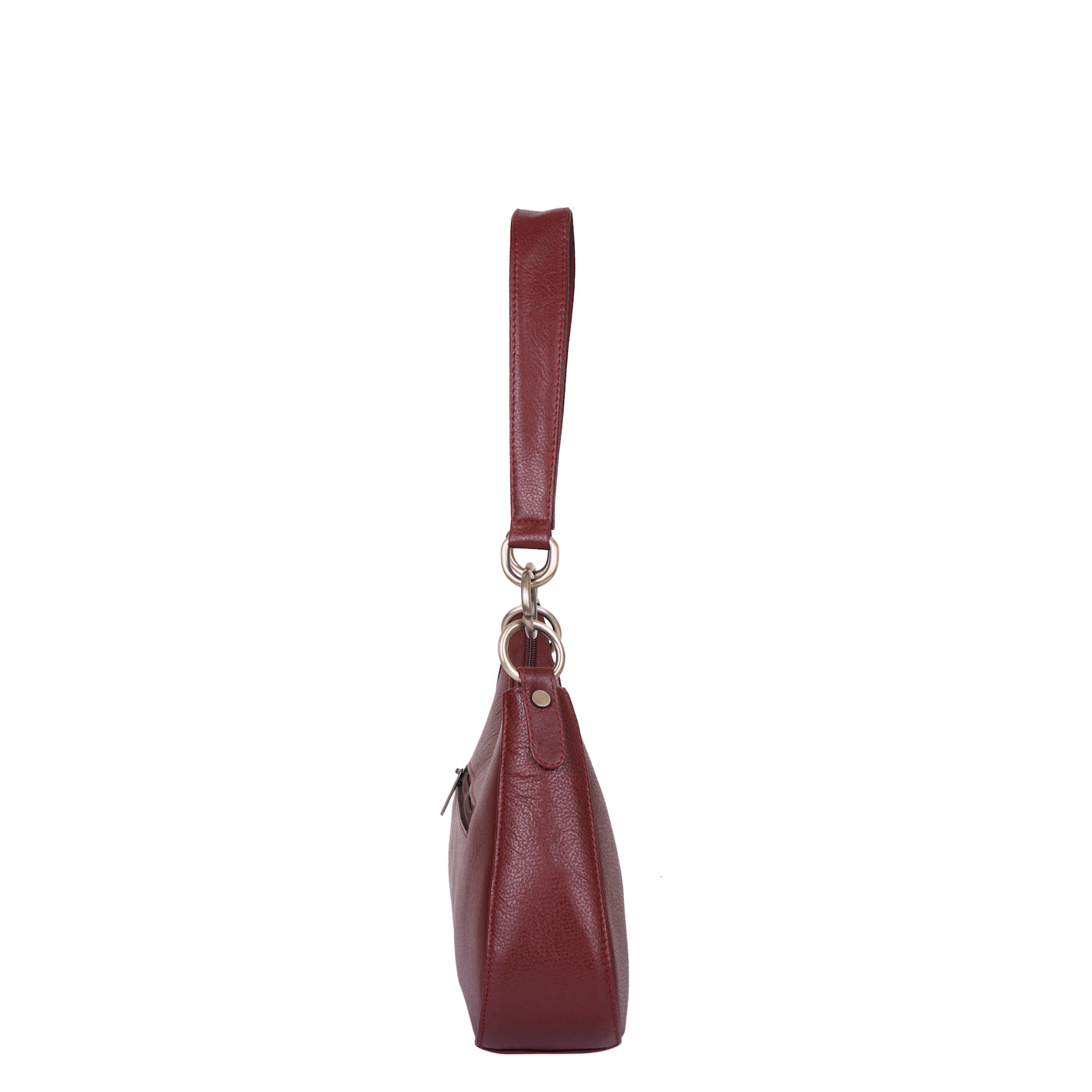 Cherry Red Genuine Leather Half-Moon Shoulder Bag – Women’s Tote Purse