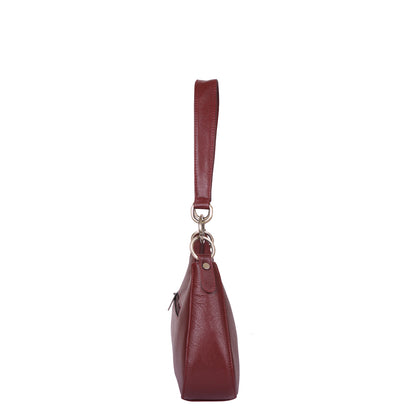 Cherry Red Genuine Leather Half-Moon Shoulder Bag – Women’s Tote Purse